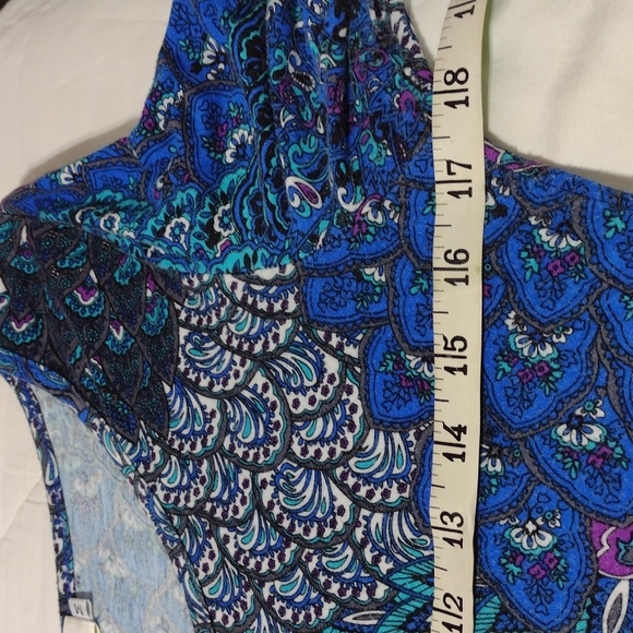 Beautiful peacock feathers tunic top/dress, sz med - Picture 9 of 16